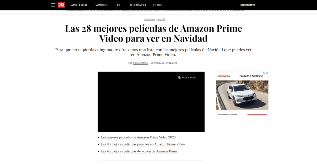 Artículo de Diez Minutos 'Las 28 mejores películas de Amazon Prime Video para ver en Navidad'