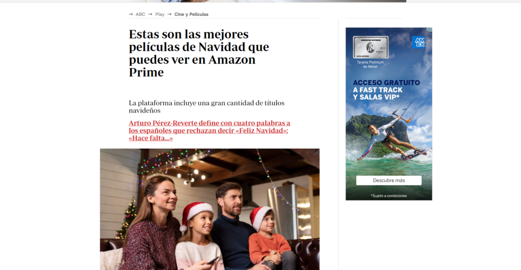 Artículo de ABC Play 'Estas son las mejores películas de Navidad que puedes ver en Amazon Prime'