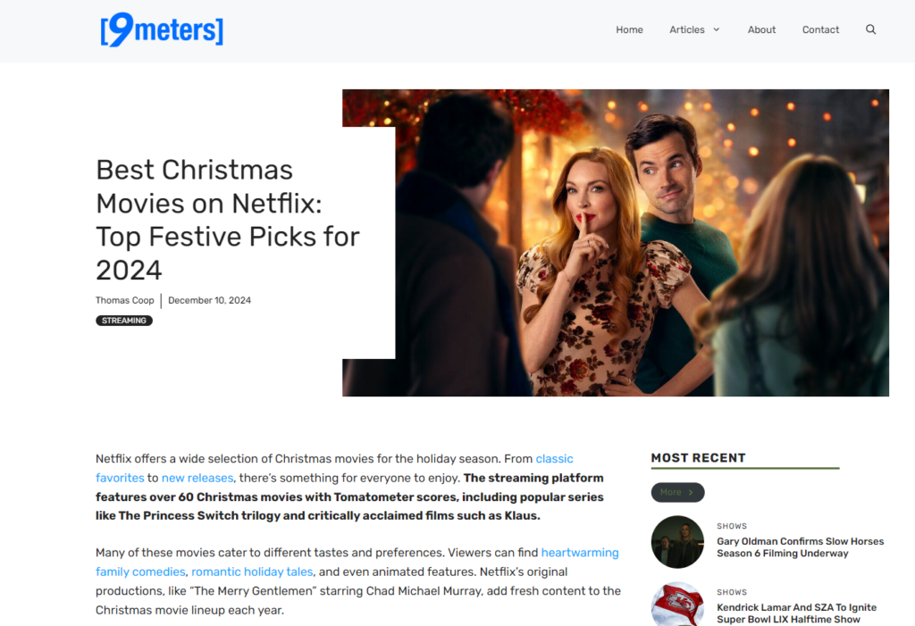 Artículo de 9meters "Best Christmas movies on Netflix".
